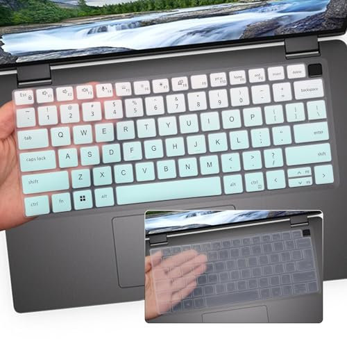 i-Tensodo 2PCS Keyboard Cover for Dell Latitude 14 7450 7440 7430 7420 7410 5440 5431 5430 5420 3440/Dell Latitude 9420 9430,15.6 Dell Latitude 7520/Latitude 9510 9520 Keyboard Skin-MGreen+Clear