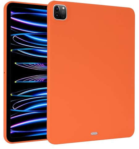 Compatible avec iPad Pro 12,9 2018/2020/2021/2022 - Design fin en caoutchouc TPU mat - Coque de protection en silicone souple - Légère et résistante aux chocs (orange)