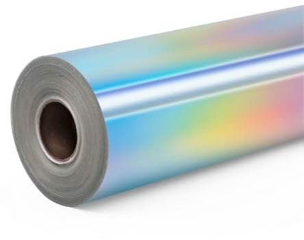 LOKLIK Vinyle Adhésif Permanent Holographique Argenté – 1 Rouleau 30.5 x 90 cm, Idéal pour Verre, Métal, Plastique – Durable et Résistant aux Intempéries