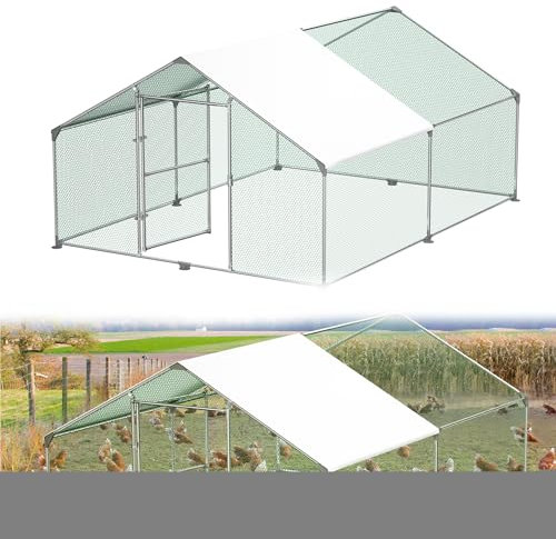 YRHome Hühnerstall Freilaufgehege Freilaufgehege mit Wasserabweisendes PE-Farbtuch, Schloss & Verzinkter Stahlrahmen Freigehege Hühnergehege für Huhn, Ente, Gans, Hund - 3x4x2m