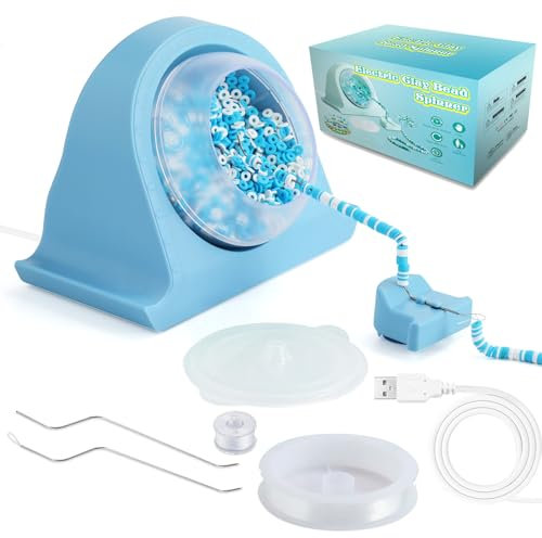 PTILSERY Automatic Clay Beads Spinner Bowl Thread Beads Tool Beads Easy to Use Bead String Machine Supplies