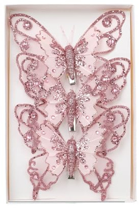 Psdndeww Schmetterling Weihnachtsbaum Ornament Glitzer Schmetterling Hängende Christbaumschmuck mit Clip für Festival