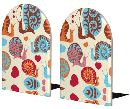 Buchstützen aus Holz, Motiv: niedliche Schnecke, für Regale, robuste Buchstütze, für Bücher und Filme, 1 Paar