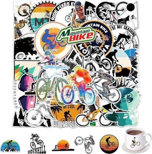 MTB Aufkleber Set - 50 Stück Mountainbike Sticker für Laptop, Helm, Motorrad, Skateboard, Auto, Fahrrad, Computer - Graffiti Design