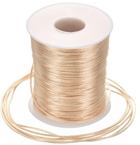 Rebower Nylon Satin Cord 1.5mm, 100m Nylon String for Bracelet Braided Thread [for Jewelry Making Necklace Chinese Knot Craft] - Beige