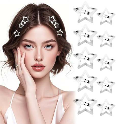YISCOKO Fermagli per capelli Y2K a forma di stella, color argento, graziosi, accessori per capelli per ragazze, forcine per capelli per donne e ragazze (20 pezzi)
