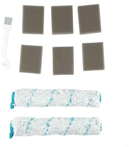 Gettimore Kit für Leifheit für Regulus für Aqua für PowerVac für LH11914 LH11922 LH11923 Staubsauger 2 Mikrofaserrollen 6 Filterschwämme 1 Reinigungsbürste