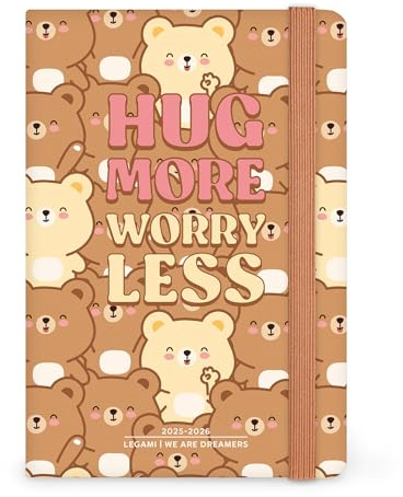 Legami - Wochenplaner mit Notebook 2025-2026, Teddy Bear, 16 Monate, klein, Tagebuch von September 2025 bis Dezember 2026, Verschluss mit Gummiband, FSC-zertifiziertes Papier, 9,5 x 13,5 cm