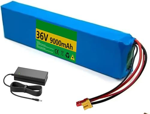 36V 9Ah Elektroroller-Akku Elektroroller Batterie, Ebike-Lithium-Akku, Mit Ladegerät Lithium-Akkupack 36V Roller-Akku Ersatz Zubehör Ersatzbatterie 36V 9Ah,T+DC