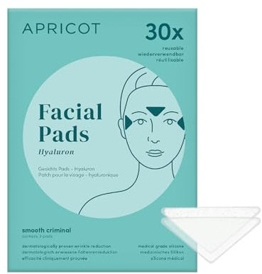 APRICOT Zornesfalte Stirn Pads gegen Falten aus medizinischem Silikone mit niedermolekularem Hyaluron - Silikon Pflaster Falten, Silikon Pads Gesicht, Apricot Stirn Pad - Bis zu 30x wiederverwendbar
