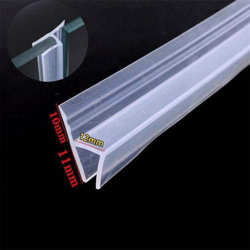 2M H Typ Silikon Gummi Dichtungsstreifen für Duschtüren, wasserdicht und flexibel, geeignet für 10 mm oder 12 mm dickes Glas (12 mm)