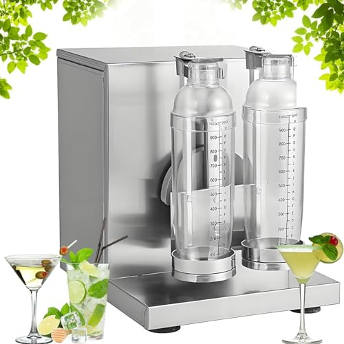 Milk Tea Shaking Machine, Commercial Electric Bubble Tea Shaker Machine with Double 1000 ML PC Cups, 0-180s Adjustable Milk Shake Mixer Machine, for Bubble Tea, Boba Tea, Juice, Coffee, Milk, Wine