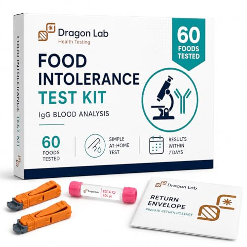 Dragon Lab Food Intolerance Test Kit | Tests 60 Foods | IgG Blood Analysis | Home Sample Collection | Laboratory Tested | Online Results Report