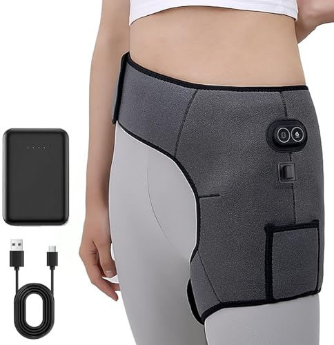 Coussin chauffant sans fil pour douleurs sciatiques - Coussin chauffant électrique pour hanches avec batterie externe de 5000 mAh - 3 niveaux de chaleur et 6 modes de massage - Coussin chauffant