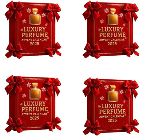 4 Set Luxus Parfüm Adventskalender 2025, Adventskalender 2025 Frauen mit 24 2D Designer-Düfte Dekorationen, Parfüm-Display Weihnachts Geschenkset für Frauen & Männer (4 Set)