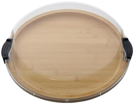 Planches à charcuterie – Plateau alimentaire rond en bois avec couvercle | Planches de service portables pour fête, Noël, restaurant, pique-nique, vacances, piscine, cuisine, buffet, camping, réunions