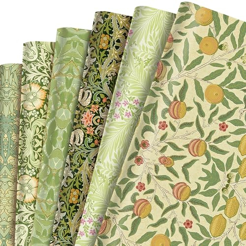 12 Sheets Vintage Floral Pattern Wrapping Paper, Vine Flowers Gift Wrapping Paper Roll, Gift Wrap for Birthday Bridal Baby Shower Wedding Valentines Christmas Party Supplies, 6Styles