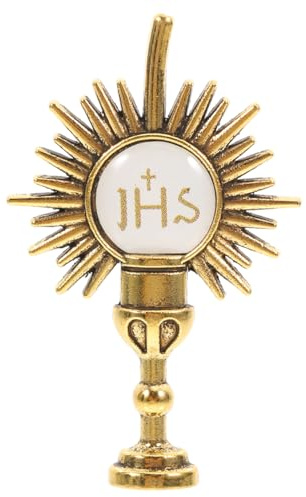 Besportble First Holy Communion Chalice Lapel Pin Zinc Alloy Gold Cross Brooch Pin Religious for Boys First Communion Coat Shirt Hat Keepsake