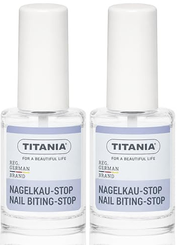 TITANIA Nagel Kau-Stop 10ml 2er Pack • Nagellack gegen Nägelkauen • Anti Nägelkauen • Schutz gegen Fingernägelkauen • Anti Fingernagel Kauen