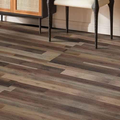 INMOZATA Self Adhesive PVC Wood Effect Floor Tiles,36Pcs 91.5×15.2cm 2mm Vinyl Flooring,0.07mm Wear Layer UV Coating,Peel & Stick DIY,5㎡ Coverage,Dark Block Walnut Oak
