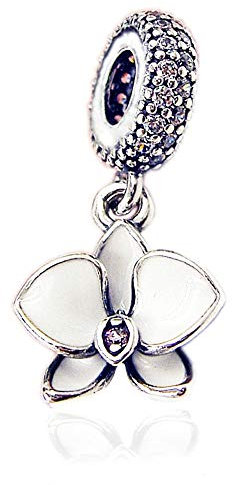 PANDOCCI Fascini d'attaccatura dell'orchidea di Estate 2017 Bordi Autentici Regali di DIY dell'argento sterlina 925 per i monili dei Braccialetti di Pandora