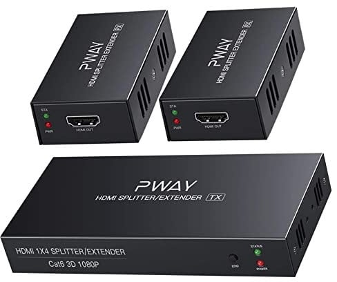 PW-HTS0102(POC) 1X2 Port HDMI Splitter Extender/Verteiler Ultra HD 1080P Ohne Verzögerung 50m über CAT6 Kable Unterstützt EDID(1 In 2 Out)