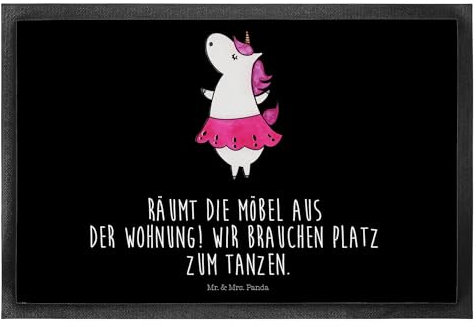 Mr. & Mrs. Panda 40 x 60 cm Fußmatte Einhorn Ballerina - Geschenk, Türmatte, Schmutzfänger, Feiern, Einhorn Deko, Fußmatte außen, Unicorn,