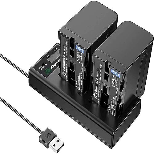 Powerextra 2 Batterie de Rechange Compatible NP-F970 F960 F930 F950 et Batterie 8800mAh Chargeur Double LCD Compatible avec DCR-VX2100 DSR-PD150 DSR-PD170 HDR-AX2000 HDR-FX7 HDR-FX1000