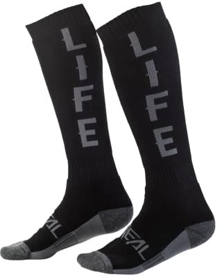 O'NEAL | Mountainbike Motocross Socken | MTB Downhill Freeride | Schweißabsorbierend, Verstärkter Fersen & Sohlenbereich | Pro MX Ride Life | Unisex | Erwachsene | Schwarz Grau | One Size