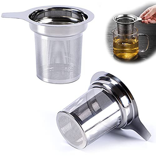 behone 2 Stück 304 Edelstahl Tee-Sieb Premium Sieb, Wiederverwendbare Edelstahl Teesieb,Sieb Teefilter Teesieb für Kräuter- und losen Tee | fein Sieb Passend für Tasse/Teekannen