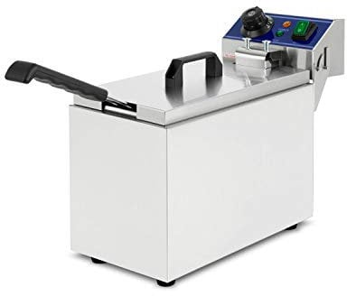 VERTES Friggitrice in acciaio inox 8L, 3000W, 230V, principio della zona fredda, temperatura regolabile in continuo 50-200°C, cestello per frittura, pulsante di reset, funziona olio e grasso liquido