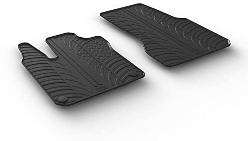 AROBA GL0461 Design Gummi Fußmatten kompatibel mit Smart Smart Fortwo, Fortwo Cabrio und EQ 453 ab BJ. 12.2014> erhöhter Rand 2 TLG Farbe Schwarz Gummimatten Automatten passgenau