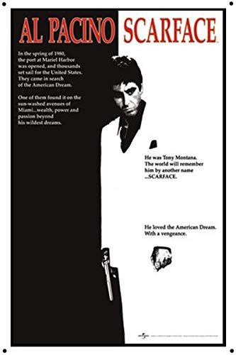 Retro Metall-Blechschild 20,3 x 30,5 cm Scarface Movie Score Al Pacino - Scarface Poster Retro Metallschild Pulp Fiction Filmposter Blechschild