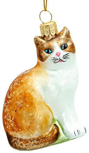 SIKORA Katze besondere Weihnachtskugel Glas Christbaumschmuck Deko Figur Weihnachten Anhänger Ornament - Meisterstücke - BS705, Variante:rot