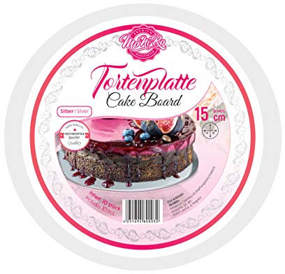 MoNiRo Cakeboard rund Silber 10er Set 15cm Durchmesser 3mm Stärke für den Transport Ihrer Torten | lebensmittelecht | Tortenunterlage | Tortenplatte | Cake Board | Tortenplatte (15cm)