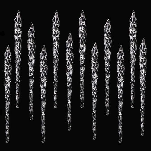 HERZWILD 12 Stück Glas Weihnachtsbaum Eiszapfen Christbaumschmuck Eiszapfen Anhänger Weihnachten Dekoration Weihnachtenbaum Weihnachtsbaumschmuck Anhänger Glas (12pcs)