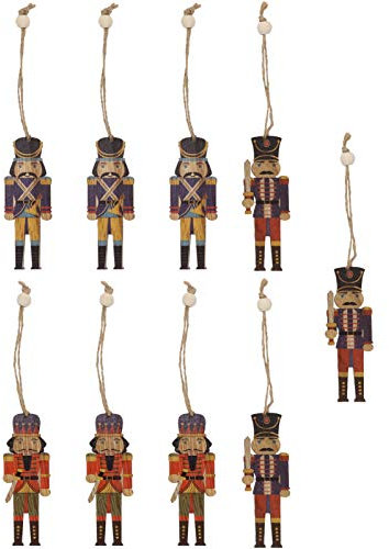 BESPORTBLE 9Pcs Christmas Nutcracker Ornaments Wooden Nutcracker Soldier Figures Puppet Toy Xmas Tree Pendant for Christmas Party Tree Decorations