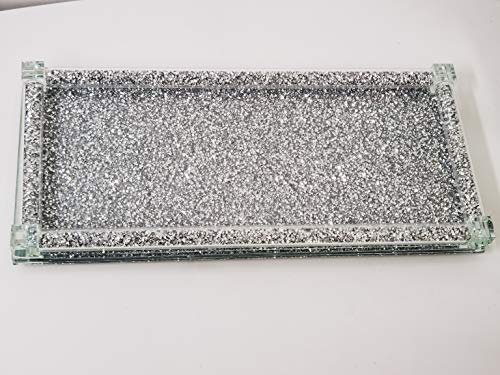 Deenz Full Crushed Diamond Rectangle Tray Candle Holder, Home Décor 39X18Cm Elegant Addition To Your Home- Best Gift