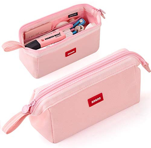 CICIMELON Pencil Case Large Capacity Pencil Pouch Pen Bag for School Teen Girl Boy Men Women (Light Pink)
