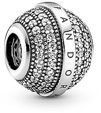 PANDORA Pavé & Logo Charm in Sterling-Silber mit Cubic Zirkonia Steinen Signature Collection
