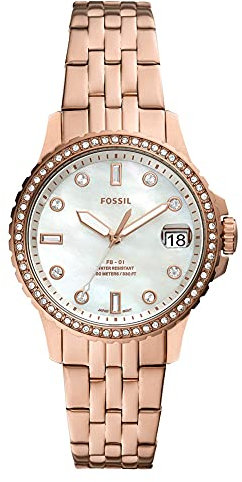 Fossil Womens Analog Quartz Uhr mit Edelstahl Armband ES4995