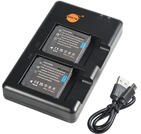 DSTE 3.7V 950mAh NP-FE1 QIAOJINLIN Lithium Battery Pack(2 Packs) and Dual Charger Compatible with Sony DSC-T7, DSC-T7/b, DSC-T7/S Digital Camera