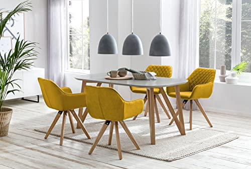 LaNatura Tisch mit Stühlen Essgruppe 5 TLG. 180x90 cm Grau/Gelb