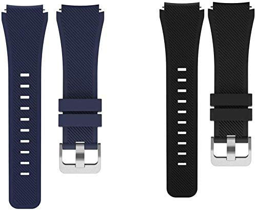 onetuo 200Pcs Compatible for Blackview X1 Band, Classic Silicone Replacement Straps Compatible for Blackview X1 Smartwatch (2 pack-Black+Blue)