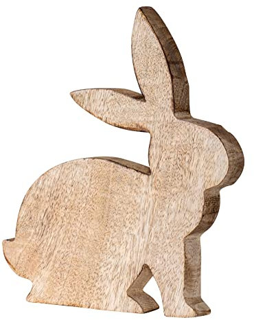 levandeo Hase H15cm Mangoholz Holz Osterhase Osterdeko Dekoaufsteller Deko Figur Frühling Ostern Tischdeko Aufsteller