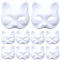 10 Stück DIY Weißes Papier Maske Handgemalt für Maskenball, Party, Karneval, Cosplay, Halloween - Unbemalt, Überstreichbar, Kreatives Design (Katze)