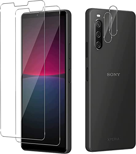 Yenwen Schutzfolie für Sony Xperia 10 IV 5G für Panzerglas, 2 Stück Panzer Schutz Glas mit 2 Stück Kameraschutz, 9H Härte Schutzglas Anti- Kratzer Handy Folie HD Klar Displayschutz