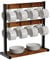 unho Porte Tasse À Café: Support Tasse à Café Vintage 8 Crochets Porte Mug avec Étagère Rangement Tasse pour Cuisine Salle à Manger - 42x16x43.5cm