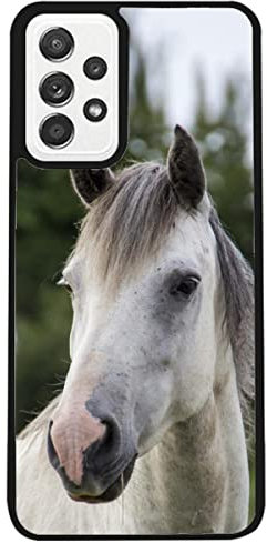 générique Coque pour Samsung Galaxy A23 (4G) Coque Cheval Blanc - tête de Cheval - Coque Noire TPU Souple