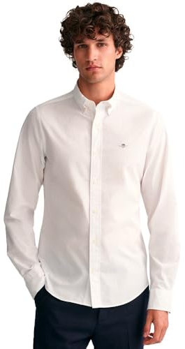 GANT Men's Slim POPLIN Shirt, White, XXL